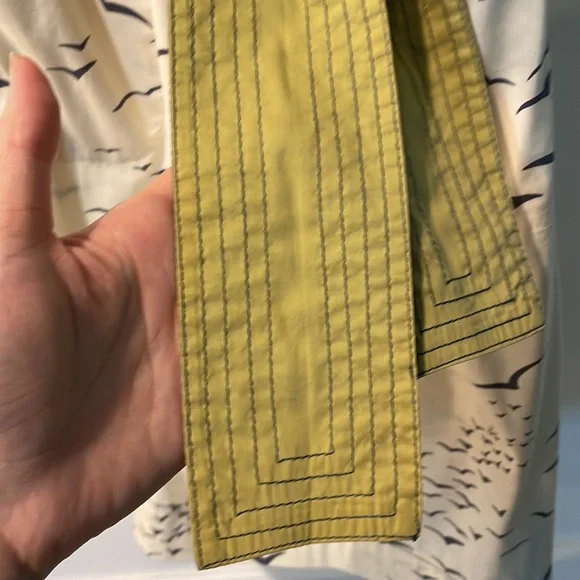 Vintage BCBG BLUE CREAM BIRD PRINT BELTED DRESS SIZE SMALL Kimono style belt - Picture 12 of 14